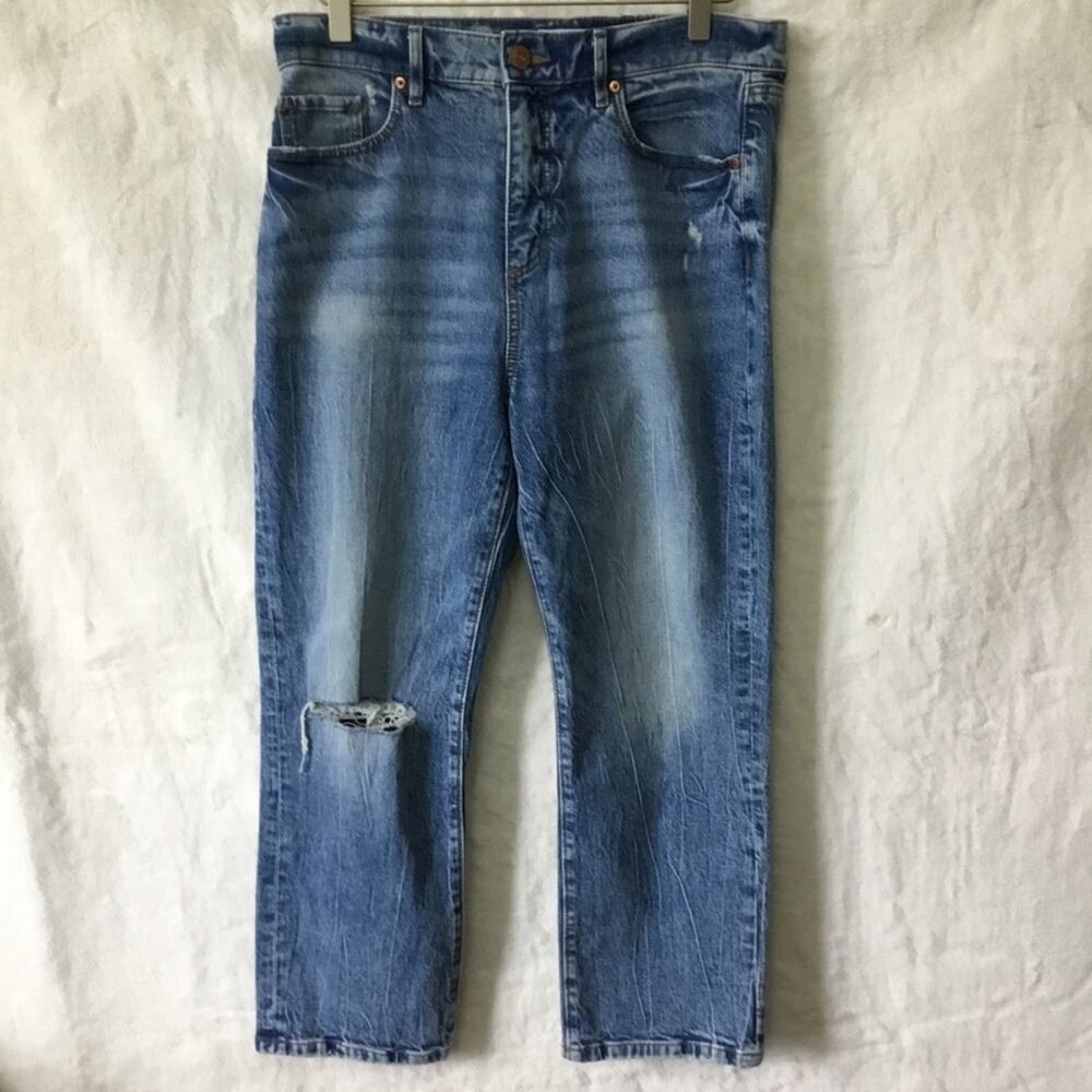 Loft Blue High Waist Straight Crop Jeans